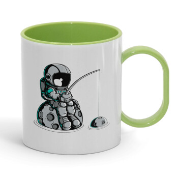 Αστροναύτης ψαρεύει στο διάστημα, Κούπα (πλαστική) (BPA-FREE) Polymer Πράσινη για παιδιά, 330ml