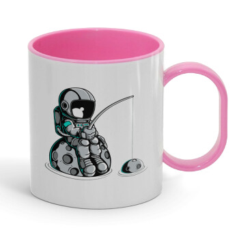 Αστροναύτης ψαρεύει στο διάστημα, Κούπα (πλαστική) (BPA-FREE) Polymer Ροζ για παιδιά, 330ml