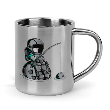Little astronaut fishing, Mug Stainless steel double wall 300ml