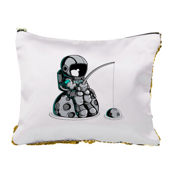 Little astronaut fishing, Τσαντάκι νεσεσέρ με πούλιες (Sequin) Χρυσό