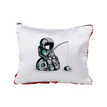 Little astronaut fishing, Τσαντάκι νεσεσέρ με πούλιες (Sequin) Κόκκινο