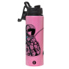 Metallic water bottle with safety lid, 850ml aluminum