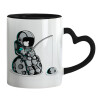 Mug heart black handle, ceramic, 330ml