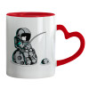 Mug heart red handle, ceramic, 330ml