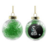 Transparent Christmas tree ball ornament with green filling 8cm