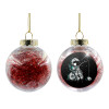 Transparent Christmas tree ball ornament with red filling 8cm