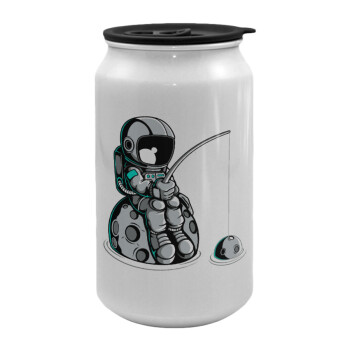 Little astronaut fishing, Κούπα ταξιδιού μεταλλική με καπάκι (tin-can) 500ml
