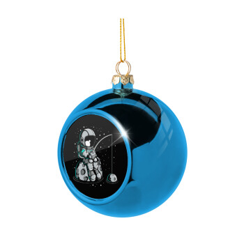 Αστροναύτης ψαρεύει στο διάστημα, Χριστουγεννιάτικη μπάλα δένδρου Μπλε 8cm