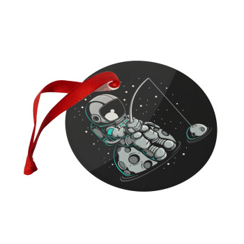 Αστροναύτης ψαρεύει στο διάστημα, Χριστουγεννιάτικο στολίδι γυάλινο 9cm