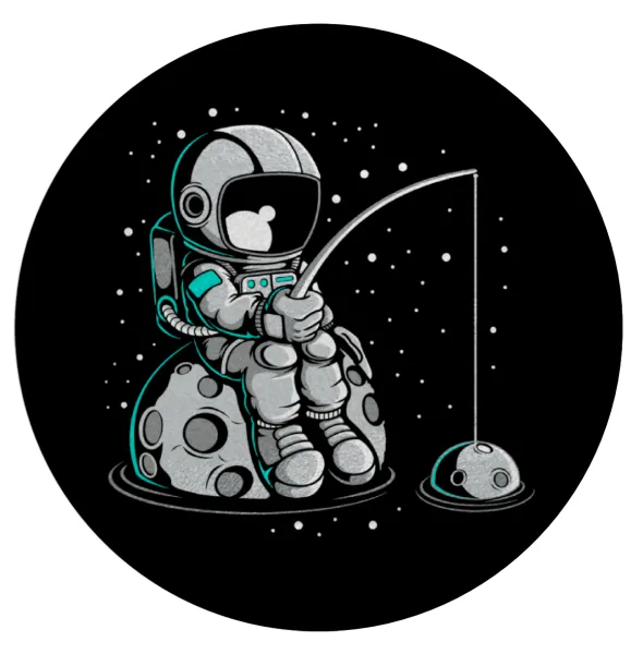 Little astronaut fishing — Round glass cutting board (30cm)