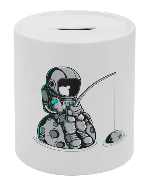 Little astronaut fishing — Porcelain money box with stopper