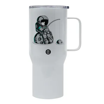 Little astronaut fishing, Mega Stainless steel Tumbler with lid, double wall 750L