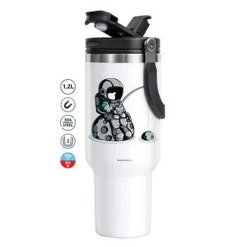 Little astronaut fishing, Mega Stainless steel Tumbler with lid, double wall 1,2L