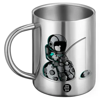 Αστροναύτης ψαρεύει στο διάστημα, Ανοξείδωτη Μεταλλική Κούπα 450ml - Διπλού Τοιχώματος