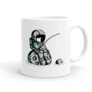 Little astronaut fishing, Ceramic coffee mug, 330ml