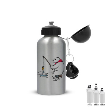 Bear fishing, Metallic water jug, Silver, aluminum 500ml