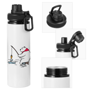 Bear fishing, Metal water bottle with safety cap, aluminum 850ml