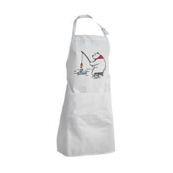 Bear fishing, Adult Chef Apron (with sliders and 2 pockets)