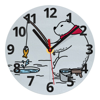 Αρκούδα ψαρεύει, Ρολόι τοίχου γυάλινο (20cm)