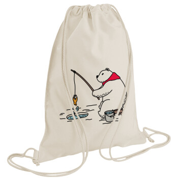 Αρκούδα ψαρεύει, Τσάντα πλάτης πουγκί GYMBAG natural (28x40cm)
