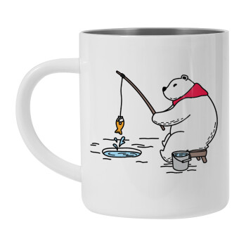 Bear fishing, Mug Stainless steel double wall 300ml
