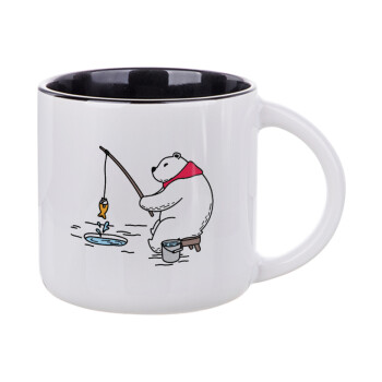 Αρκούδα ψαρεύει, Κούπα κεραμική 400ml Λευκή/Μαύρη