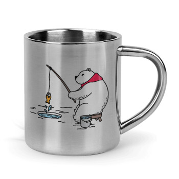 Bear fishing, Mug Stainless steel double wall 300ml