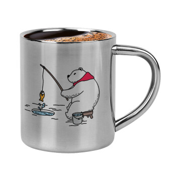 Bear fishing, Double-wall metal cup for espresso (220ml)