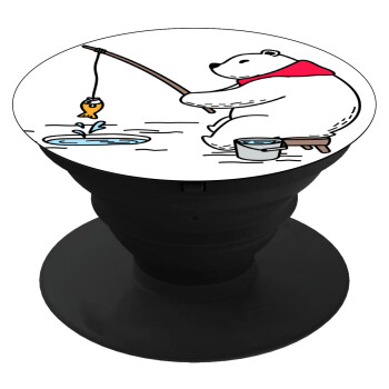 Bear fishing, Phone Holders Stand  Black Hand-held Mobile Phone Holder