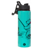 Metallic water bottle with safety lid, 850ml aluminum