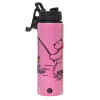 Metallic water bottle with safety lid, 850ml aluminum