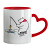 Mug heart red handle, ceramic, 330ml