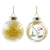 Transparent Christmas tree ball ornament with gold filling 8cm
