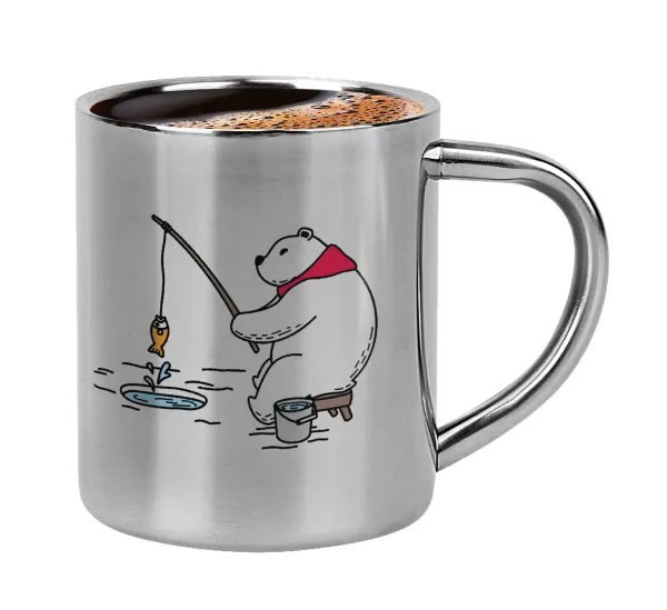 Bear fishing — Double-wall metal cup for espresso (220ml)