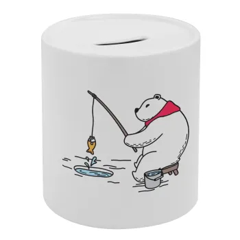 Bear fishing, Κουμπαράς πορσελάνης με τάπα