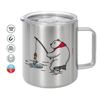 Bear fishing, Mug Stainless steel double wall 300ml