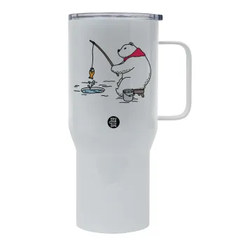 Bear fishing, Mega Stainless steel Tumbler with lid, double wall 750L