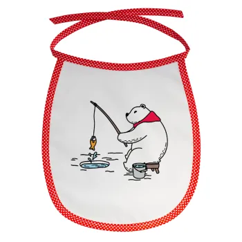 Αρκούδα ψαρεύει, Σαλιάρα μωρού αλέκιαστη με κορδόνι Κόκκινη