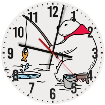 Bear fishing, Ρολόι τοίχου ξύλινο (30cm)