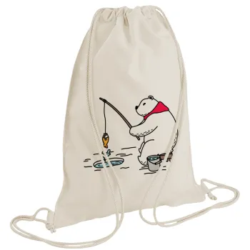 Αρκούδα ψαρεύει, Τσάντα πλάτης πουγκί GYMBAG natural (28x40cm)