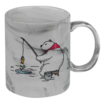 Bear fishing, Mug ceramic marble style, 330ml
