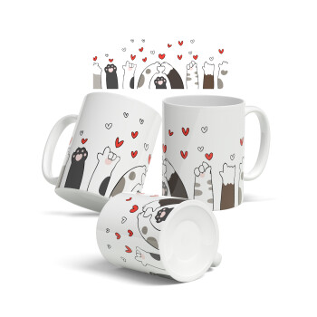 Cat paws, Ceramic coffee mug, 330ml (1pcs)