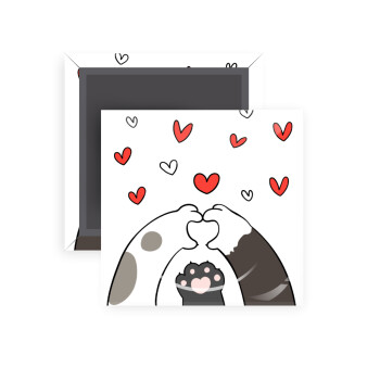 Πατούσες γάτας, Μαγνητάκι ψυγείου τετράγωνο διάστασης 5x5cm