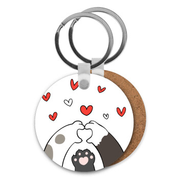 Cat paws, Μπρελόκ Ξύλινο στρογγυλό MDF Φ5cm