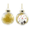 Transparent Christmas tree ball ornament with gold filling 8cm