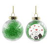 Transparent Christmas tree ball ornament with green filling 8cm