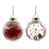 Transparent Christmas tree ball ornament with red filling 8cm