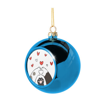 Πατούσες γάτας, Χριστουγεννιάτικη μπάλα δένδρου Μπλε 8cm