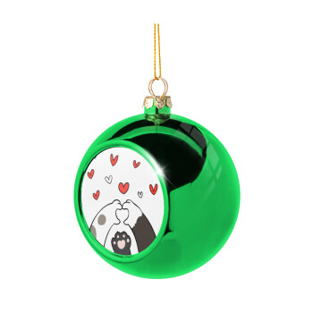 Πατούσες γάτας, Χριστουγεννιάτικη μπάλα δένδρου Πράσινη 8cm
