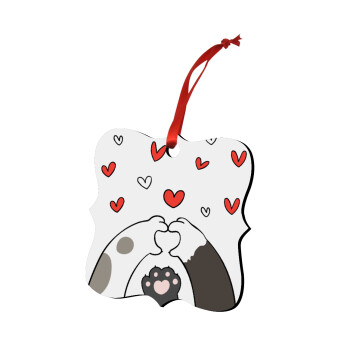 Πατούσες γάτας, Στολίδι Χριστουγεννιάτικο στολίδι polygon ξύλινο 7.5cm